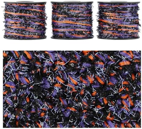 Artisanal Yarn Collection Multifiber Fancy Yarn for Knitting Crocheting Crafts DIY, Set of 3 Rolls(142 Halloween Shadow)