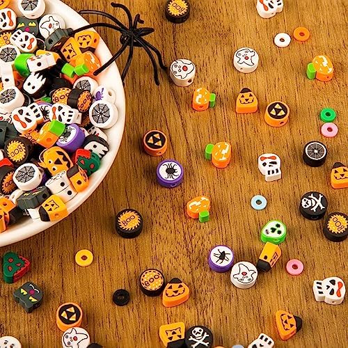 400 Pcs Halloween Polymer Clay Beads, Mixed Heishi Spacer Beads Supplies