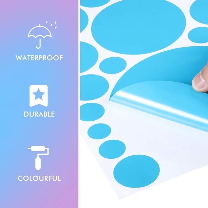 Zonon 264 Pcs Polka Dot Wall Stickers Circles Removable Lilac Pink Blue