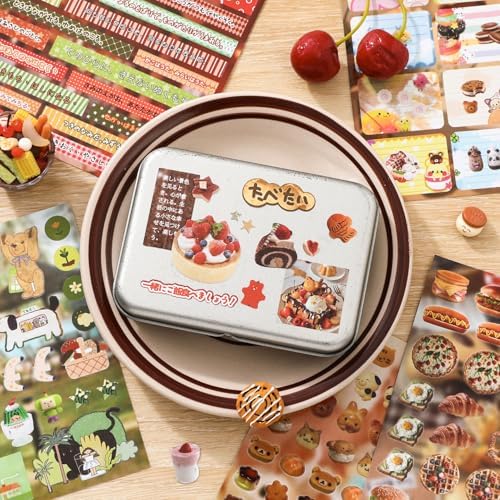 Girl's Japanese Retro Sticker Book, 1000+ Cute Comics Style Food Stickers, for DIY Scrapbooking Journaling Handbook Decoration