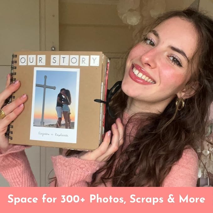 Scrapbook Kit - Large 80 Page Photo Album DIY Scrapbook - Holds 300+ Photos, With Metallic Pens, 200+ Stickers, Glue Pen, Washi Tapes, Backing Paper, Photo Corner Stickers (Starter Kit - 12 x 12 Inch)