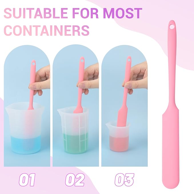 Gartful 6PCS Silicone Spatula Sticks, Non-Stick Epoxy Resin Mixing Sticks Scraper Tools, Reusable Stirring Rods for Resin, Paint, Waxing, Liquid, Arts Crafts Supplies, Facial Mask, Pink