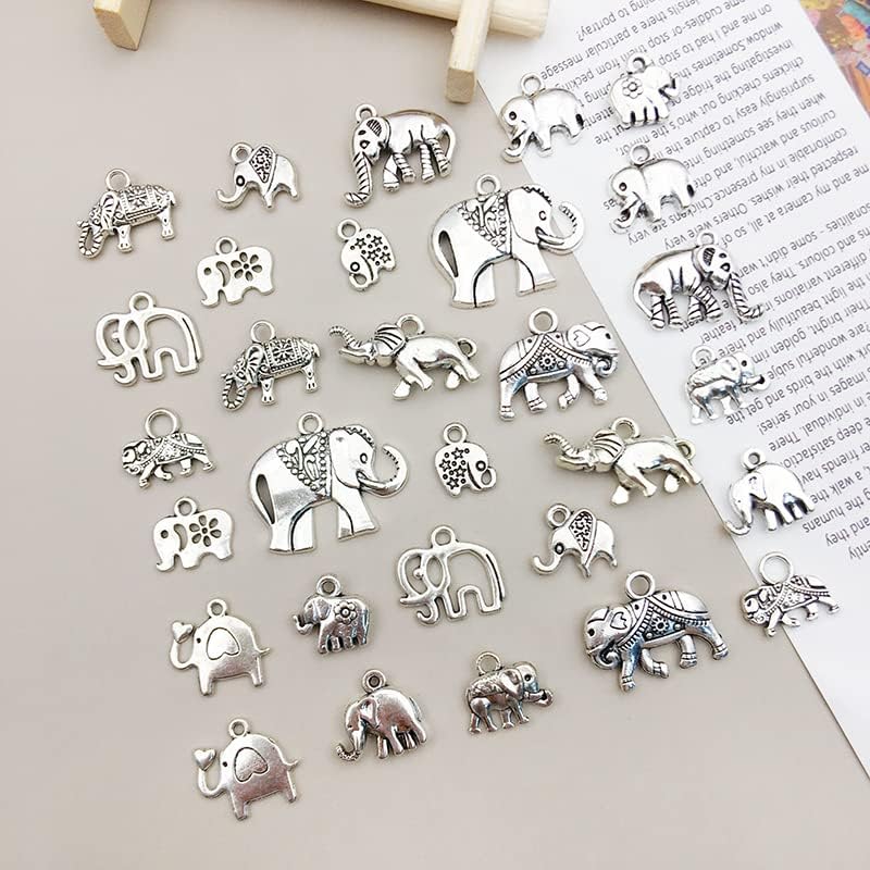 WOCRAFT 120pcs Antique Silver Elephant Charm for Jewelry Making Alloy Charms for DIY Crafts (SN036)