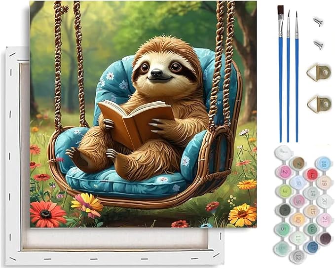 TCDZMYGS Paint by Numbers Kit for Adults Beginner-Sloth,10x10 inch | Paint by Number for Beginner,Adult Paint by Number,HD Color Canvas,DIY Tool Kits,Stress Relief Craft,Great Gift,With Frame
