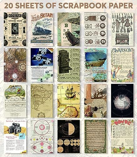 Junk Journal Supplies with 410+ Washi Stickers & Vintage Scrapbook Stickers | FAYWARE Ephemera for Junk Journals, 410+ Stickers for Scrapbooking, 20 Scrapbook Papers