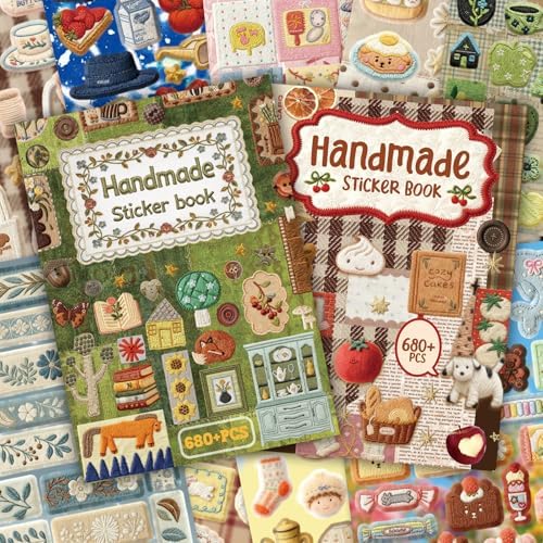 2in1 Japanese Embroidered Sticker Book 1360+ Pcs Showa Vintage Animal Plant