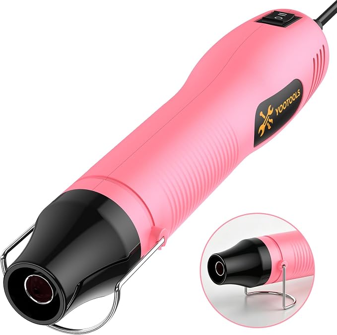 Pink Digital Heat Gun 900W Kit, 100-650°C Adjustable Hot Air Gun