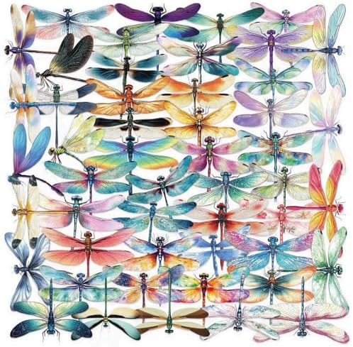 50 Pcs Dragonfly Stickers for Scrapbooking, PET Transparent Decorative Stickers Supplies Journal Stuffers for Adult Card Making Letters DIY (Dragonfly)