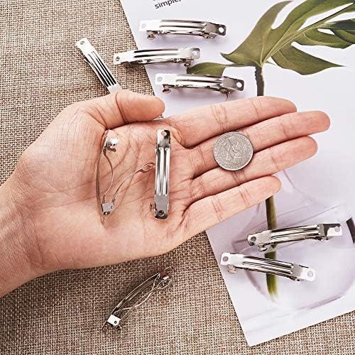 20Pcs Iron French Hair Clip Platinum Plated Metal Barrette Hairbow for DIY Jewelry Making