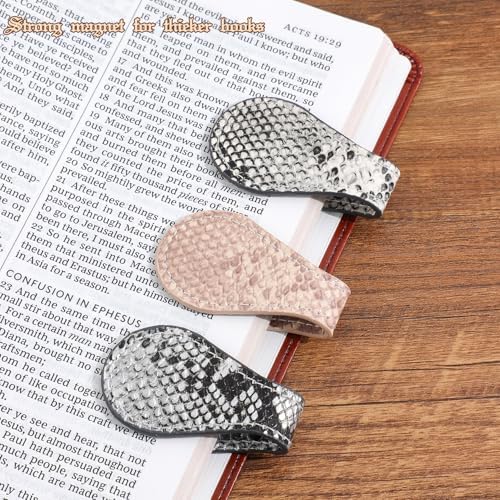 3PCS Vintage Magnetic Leather Bookmark, Leather Magnetic Bookmarks for Women, Magnetic PU Bookmarks Clip Book Accessories, Snakeskin Pattern