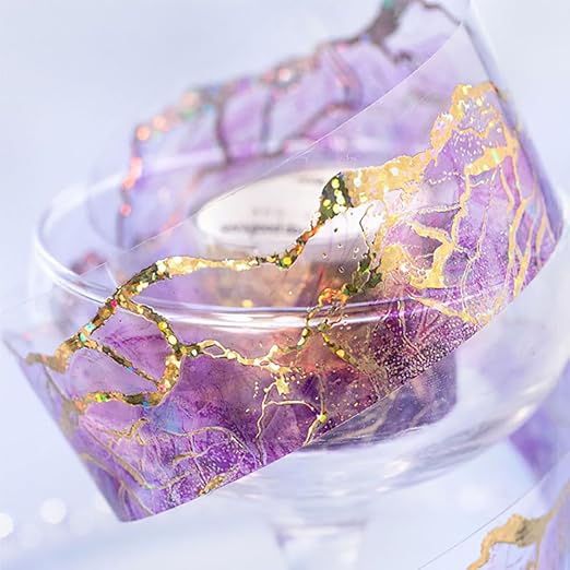 Gradient Watercolor Smudge PET Tape Decorative Collage Junk Journal Scrapbook Supplies Gold Foil Watercolor Blending Design Deco Tape For Scrapbooking Star Sky PET Stickers For Journaling Supplies