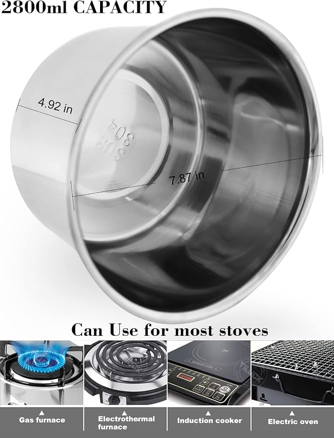 Double Boiler Pot Set, 1200ML Double Boiler, 2800ML Stainless Steel Pot | with Silicone Spatula for Melting Chocolate,Candy, Soap, Wax, Candle Making
