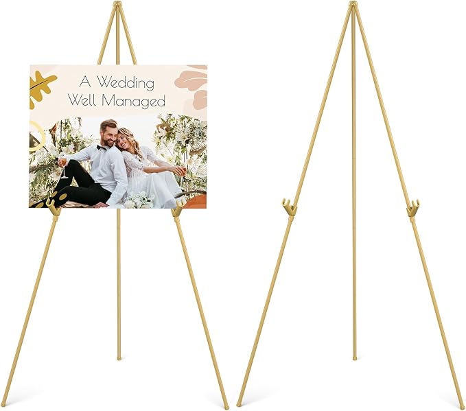 Display Easel Stand for Wedding Sign, Tripod Collapsible Portable Easel