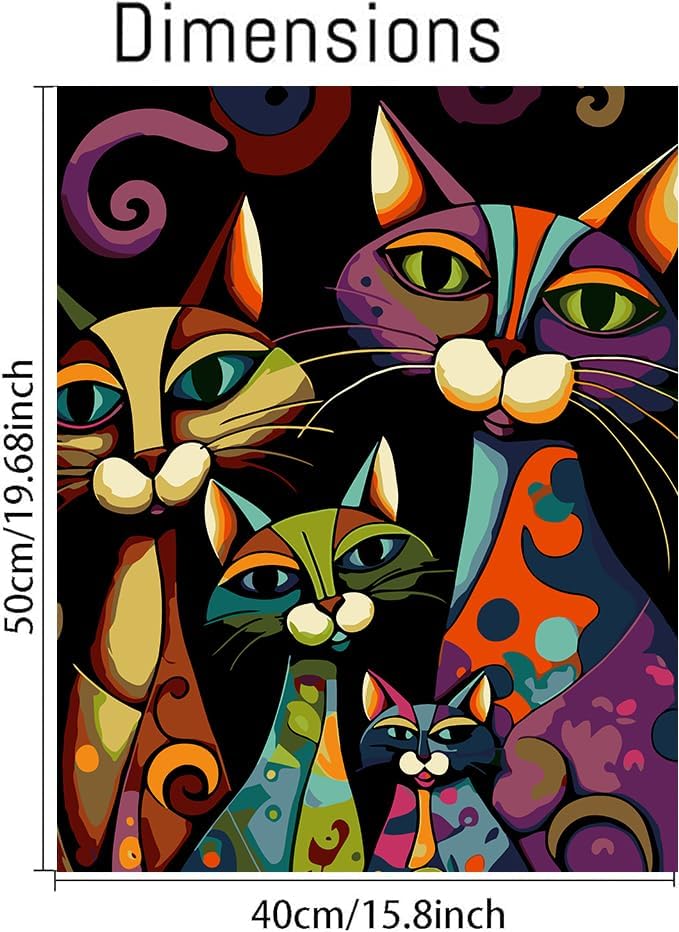 Paint by Numbers Kit for Adults,Frameless Abstract Cat(16x20 inches)