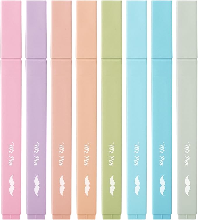 Mr. Pen- Aesthetic Highlighters No Bleed, 8 Pack, Assorted Colors | Chisel Tip, Cute Highlighters Assorted Colors for Journaling, Highlighting, Underlining, Fast Dry, Back to School Supplies