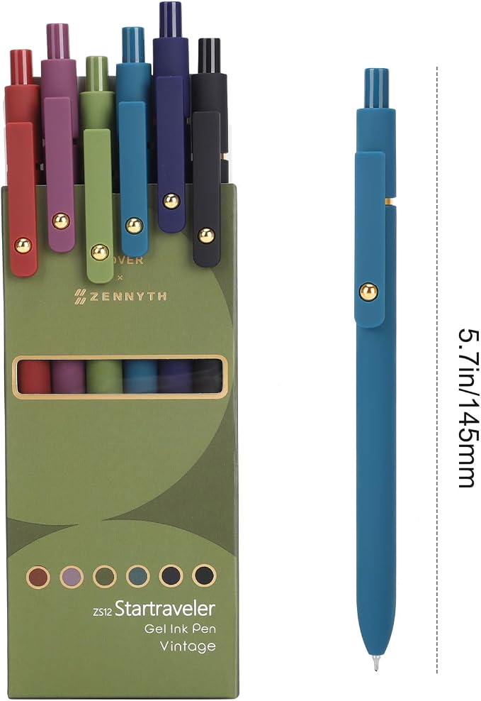 FIOVER Colored Gel Pens 12 Pack 0.7mm Medium Point Pens for Journaling