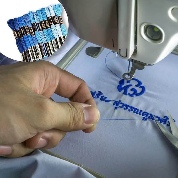 12 Skeins Blue Gradient Embroidery Thread Floss for Hand Sewing