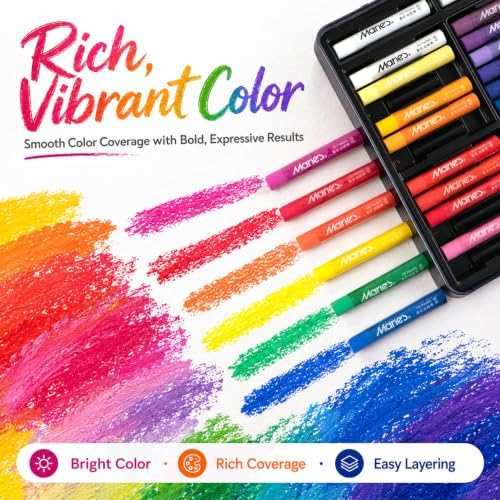 Oil Pastels for Artists, 10 x 70 mm, Metal Tin, 48 Colors + 4 White, 52 Pcs