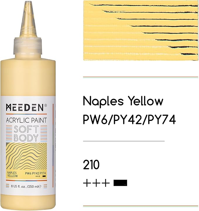 MEEDEN Soft Body Acrylic Paint: Naples Yellow Hue Matte Finish 250ml/8.45oz