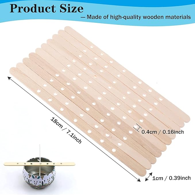 100pcs Wooden Candle Wick Holders - 3 Wick Candle Holders, Candle Making Wick Centering Tool with 7 Holes