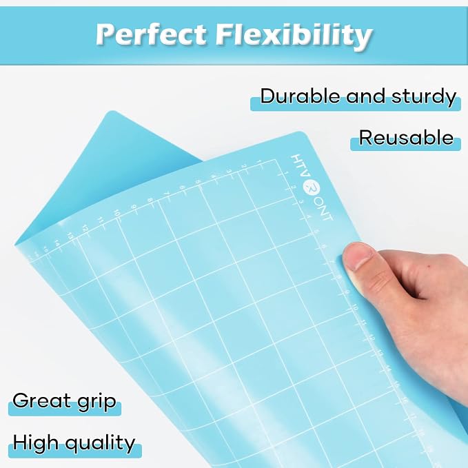 HTVRONT Light Grip Cutting Mat 12x12, 2 Pack, Quilting & Crafting | Compatible with Cricut Maker 4/3/Maker, Explore 5/4/3, Air 2/One, Light Adhesive Sticky Quilting, Vinyl Crafts
