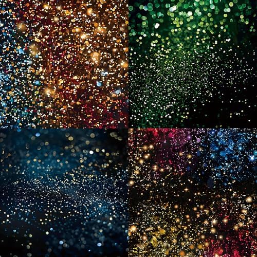 Neon Scrapbooking Paper Pad, 6 x 6 Inch Glitter Dust 160gsm Cardstock Paper, 24 Sheets Luxury Rainbow Sparkle Craft Paper for New Year Party, Holiday Cards DIY