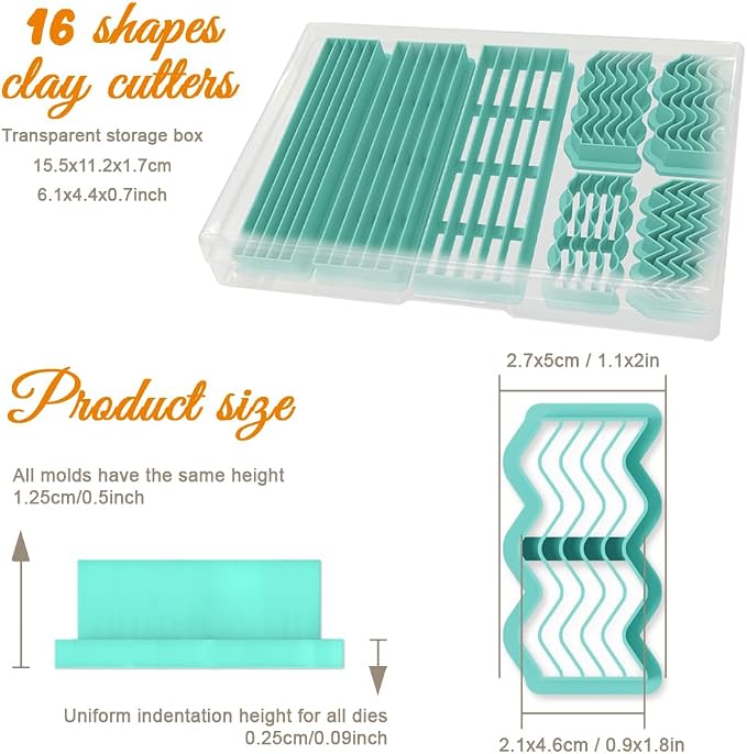 ORIGACH 7 Pcs Stripes Waves Polymer Clay Cutters Set