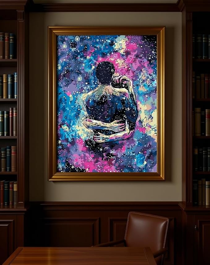 BAISITE Paint by Numbers Kit for Adults Beginners,16" Wx20 L Canvas for Painting Kits for Adults in Colorful Box-Cosmic Hug 8217-Already Stretched on a Wooden Frame