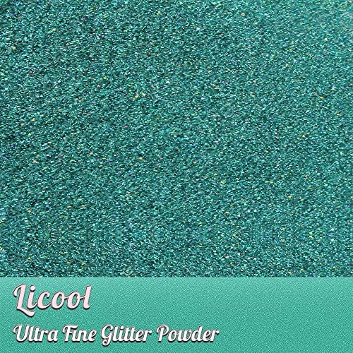 Holographic Fine Glitter, 100g Craft Glitter for Epoxy Resin, Iridescent Sequins, Loose Glitter for Face Body Hair Eye, Makeup Cosmetic Glitter for Nails Festival Decoration (Laser Greenish Blue)