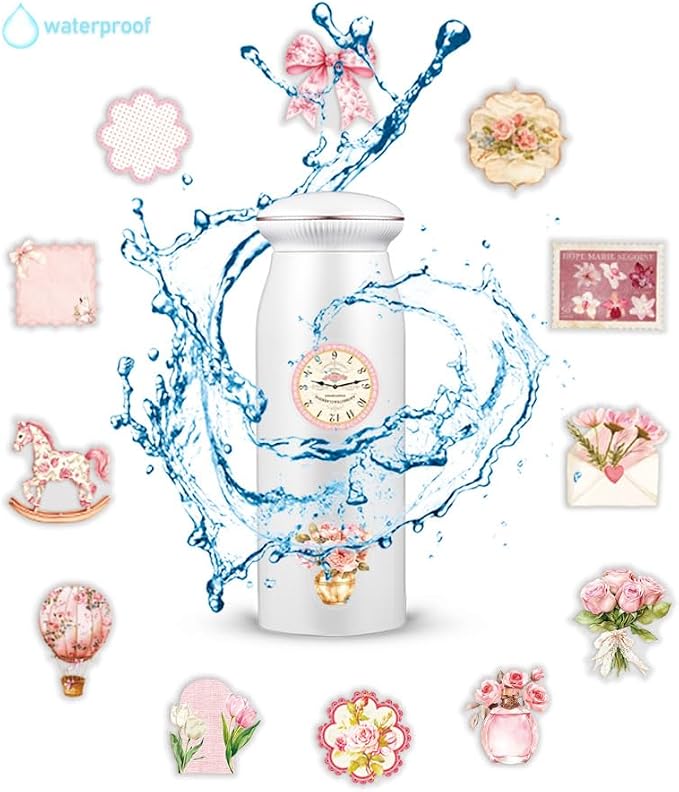 Transparent Pink Aesthetic Stickers,50PCS Girl's Love Waterproof PET Sticker for Scrapbook Journaling Photo Album Collage Card Girl's Romantic Stickers for Girl and Woman(Colourful-F14)