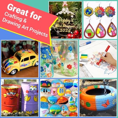 ANYUKE Oil Based Paint Markers, 8 Colors Dual Tip Paint Pens Paint Markers(0.7mm & 3mm), Waterproof Paint Pen for Rock Painting, Metal Wood Glass Stone Canvas Mugs Fabric Plastic
