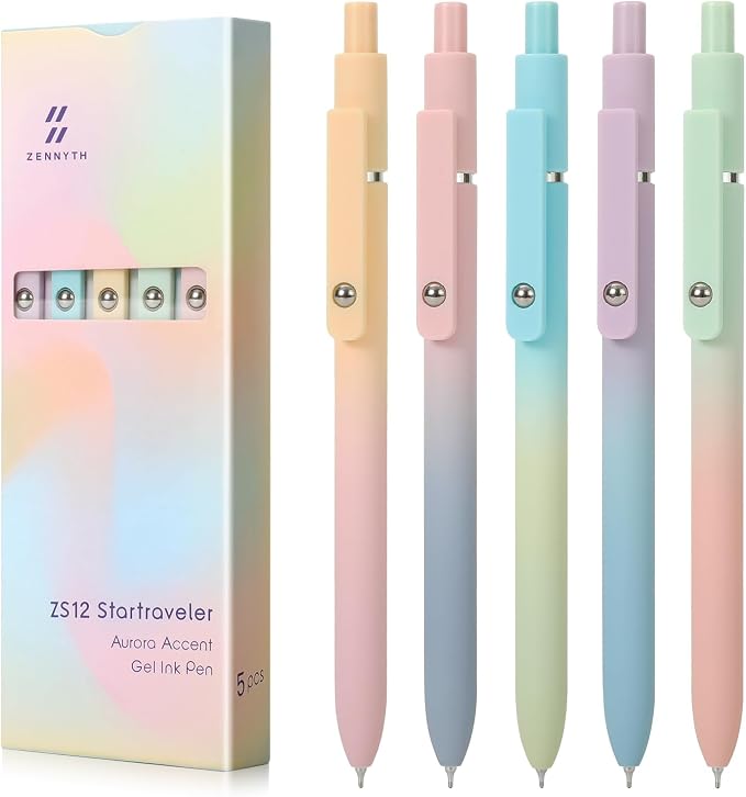 FIOVER 5pcs Gel Pens Black Ink Medium Point 0.7mm Pens