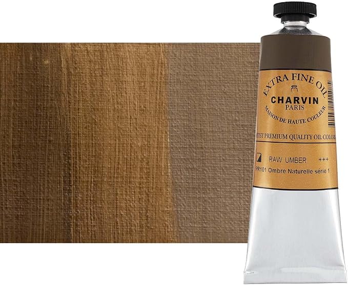 Charvin Extra Fine Oil Paint, Raw Umber 60 mL - Triple-Milled, Rich Texture, Poppy Oil-Based, Light-Fast, Handmade, Archival Quality