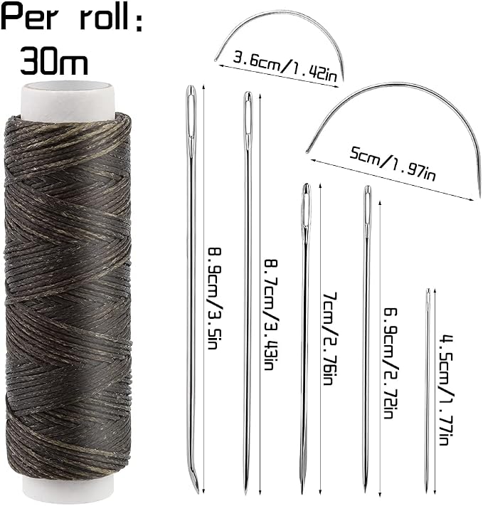 Ftyiwu Waxed Thread, Upholstery Needle and Thread 32 Yards Army Green