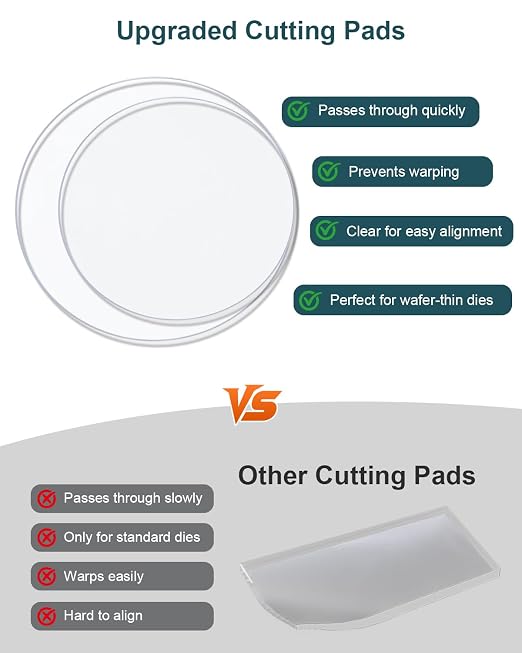 UCEC 2 Pcs 5.1in Clear Circular Cutting Pads for Die Cutting & Scrapbooking | Polycarbonate Plastic Cutting Plates for Die-Cut Machines, Crafting & Scrapbooking, Durable Clear Circular Pads, 5.1 Inch
