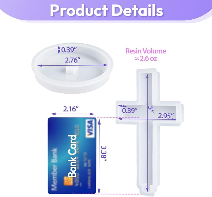 HeyClear Cross Resin Molds with Base, Standing Cross Silicone Molds for Resin Casting, Flower Preservation