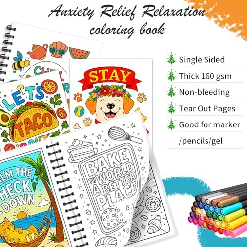 Chill-Sweet Puns Coloring Books for Adults with 30 Pattern and 36 Markers