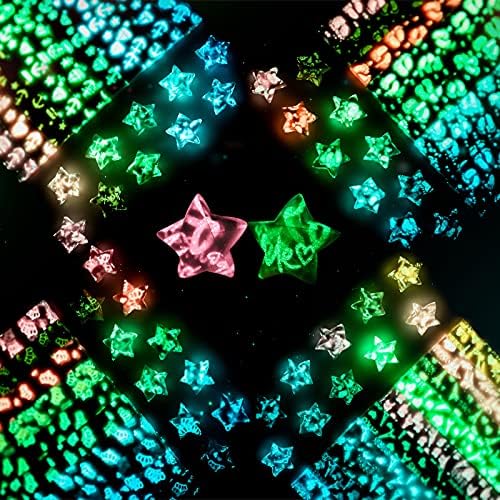 840 Sheets Luminous Origami Stars Papers with 4 Different Designs, Origami Star Paper Strips Lucky Star for DIY Arts Crafting, Handicraft (Multicolor)