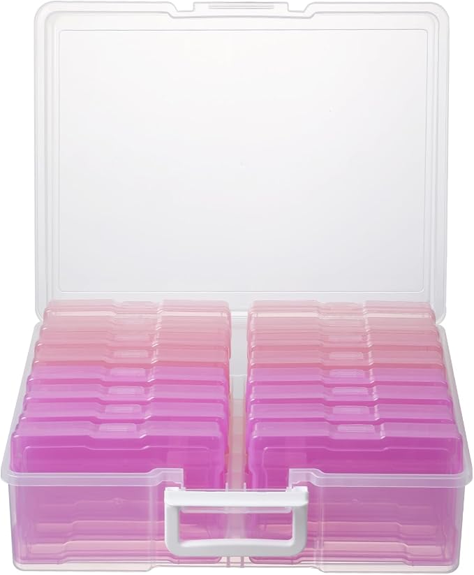 novelinks Photo Storage Boxes with Handle, Photo Organizers and Storage | 1Pack Color, Photo Albums 4x6 Pictures, Photo Cases, Classroom Organization, Index Card Box, Photo Card Holder, Seed Storage