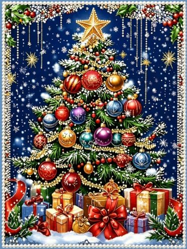Pearl Christmas Tree Diamond Painting Kits for Adults,5D Diamond Art