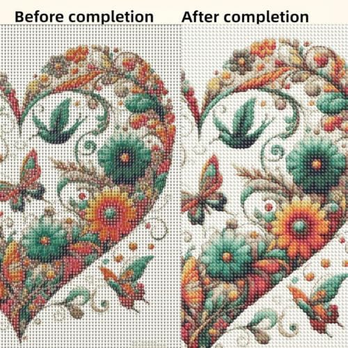 Flower Heart Diamond Painting Kits for Adults, Butterfly Diamond Art