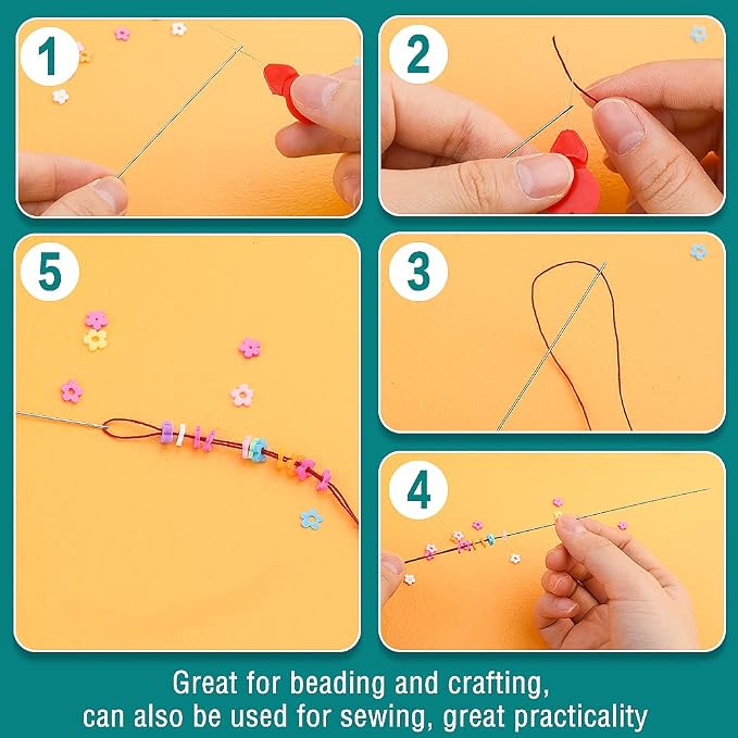 UOOU 28 Pcs Beading Needles, 4 Sizes Beading Needles for Seed Beads | Beading Needle Set 20 Pcs Long Straight Bead Embroidery Needles & 8 Pcs Big Eye Bracelet Needles for Beads Jewelry Making