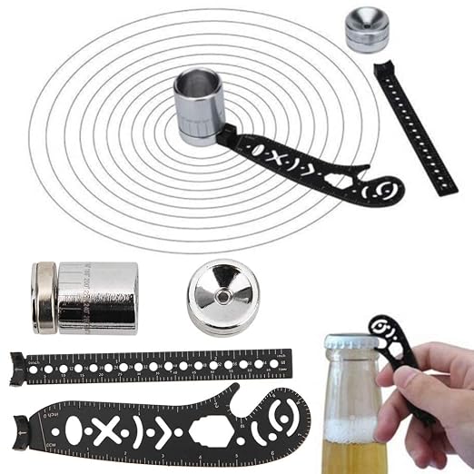 17mm Versatile Drawing Ruler Tool Kit, Iron Multifunctional Drawing Ruler, Innovative Magnetic Compass Rulers for Designers, Artists, Periodical Enthusiasts, Black