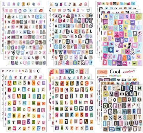 1499 PCS Magazine Letter Stickers, Vintage 20 Sheets Scrapbook Stickers