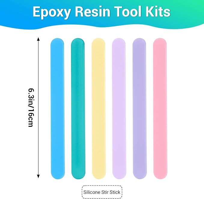 Gartful 6PCS Colored Silicone Stir Sticks, Reusable Epoxy Resin Stir Sticks for Resin Mixing, Paint, Making Glitter Tumblers Cups, Arts, Crafts, Facial Mask Stirring Rods, 6.3" Long, 6 Colors