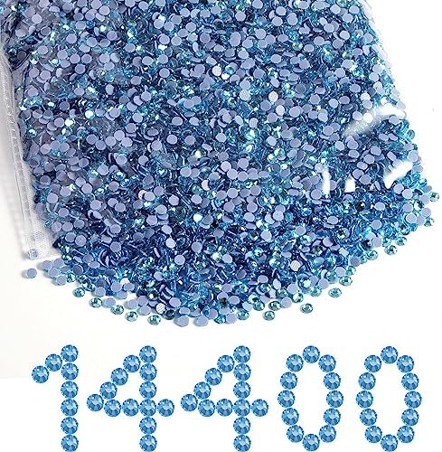 Beadsland Hotfix Rhinestones Bulk, Aquamarine, SS10, 14400pcs