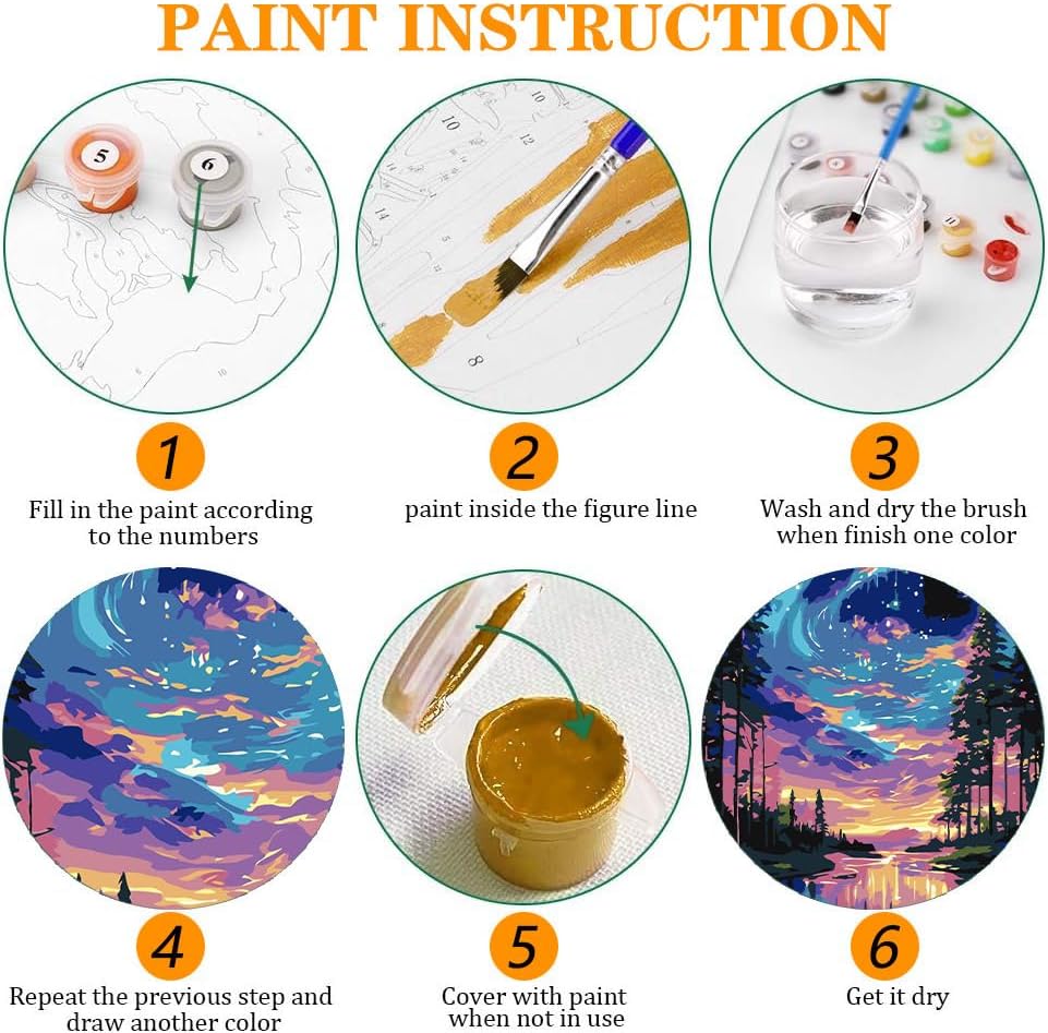 Axquilon 3 Packs Aurora Framed Paint by Numbers Kit for Adults 8x10in