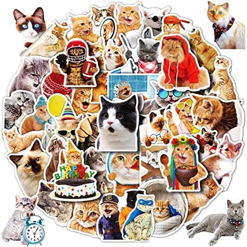 Cat Stickers for Kids Teens Girls Adults, 100 Pcs Cute Cat Stickers, Vinyl Waterproof Animal Sticker for Water Bottle, Laptop, Luggage, Phone, Skateboard