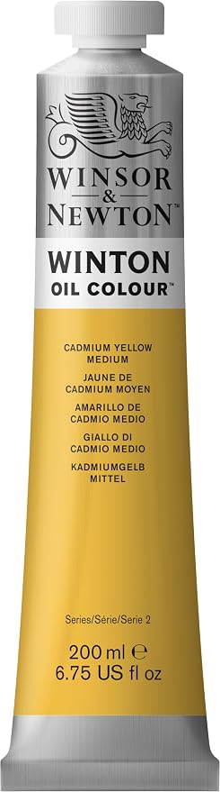 Winsor & Newton Winton Oil Color, 200ml Tube, Cadmium Yellow Medium | High-quality pigments, Durable, Lightfast, Permanent, Uniform Consistency, Great Pigment Load