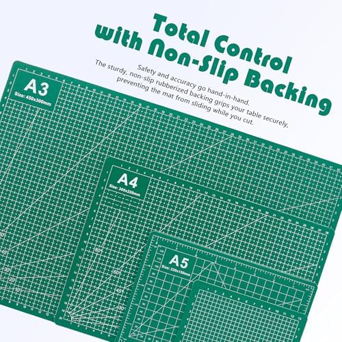 4 Packs Cutting Mats, 4size Double Sided Cutting Mat, Non-Slip 5 Layers PVC Cut Mat for Craft Art Projects Fabric Sewing, Scrapbooking Mat, A3 A4 A5 A6